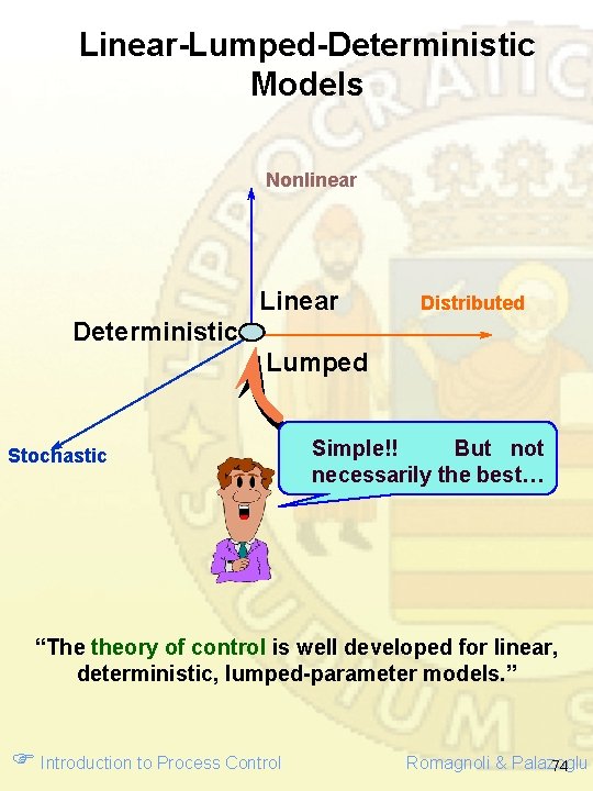 Linear-Lumped-Deterministic Models Nonlinear Linear Distributed Deterministic Lumped Stochastic Simple!! But not necessarily the best… Linear-Lumped-Deterministic Models Nonlinear Linear Distributed Deterministic Lumped Stochastic Simple!! But not necessarily the best…