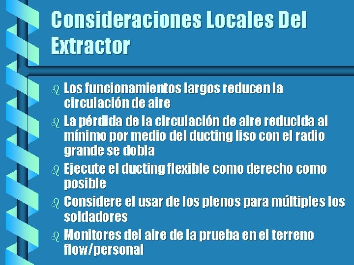 Consideraciones Locales Del Extractor b Los funcionamientos largos reducen la circulación de aire b