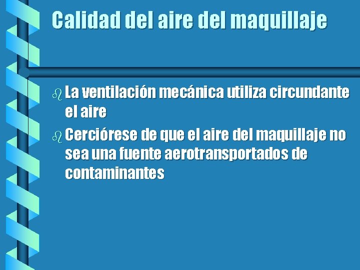 Calidad del aire del maquillaje b La ventilación mecánica utiliza circundante el aire b