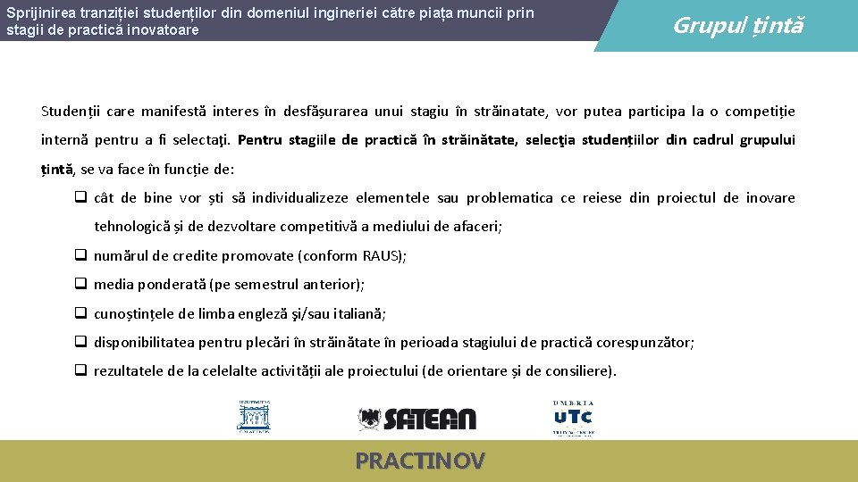 Sprijinirea tranziției studenților din domeniul ingineriei către piața muncii prin stagii de practică inovatoare