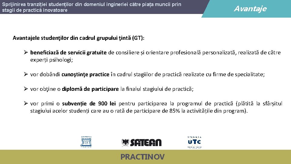 Sprijinirea tranziției studenților din domeniul ingineriei către piața muncii prin stagii de practică inovatoare