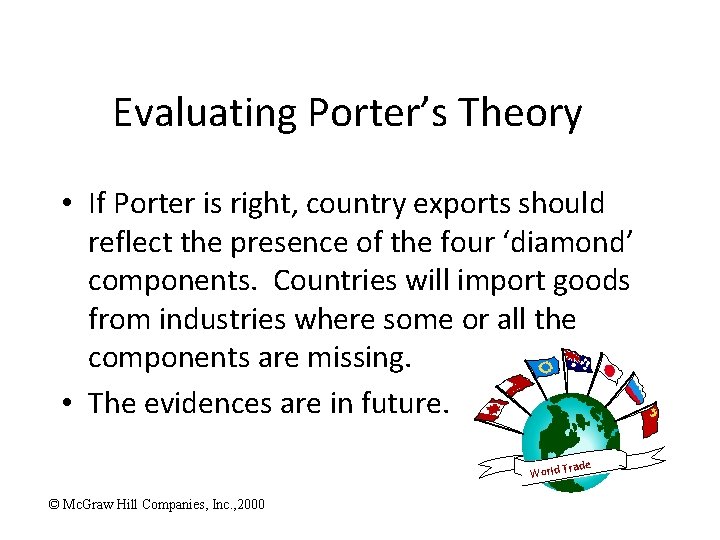 Evaluating Porter’s Theory • If Porter is right, country exports should reflect the presence