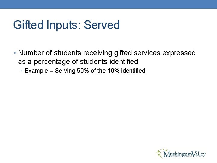 Gifted Inputs: Served • Number of students receiving gifted services expressed as a percentage