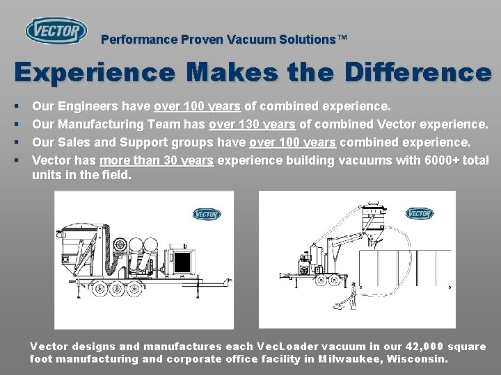 Performance Proven Vacuum Solutions™ Experience Makes the Difference § § Our Engineers have over