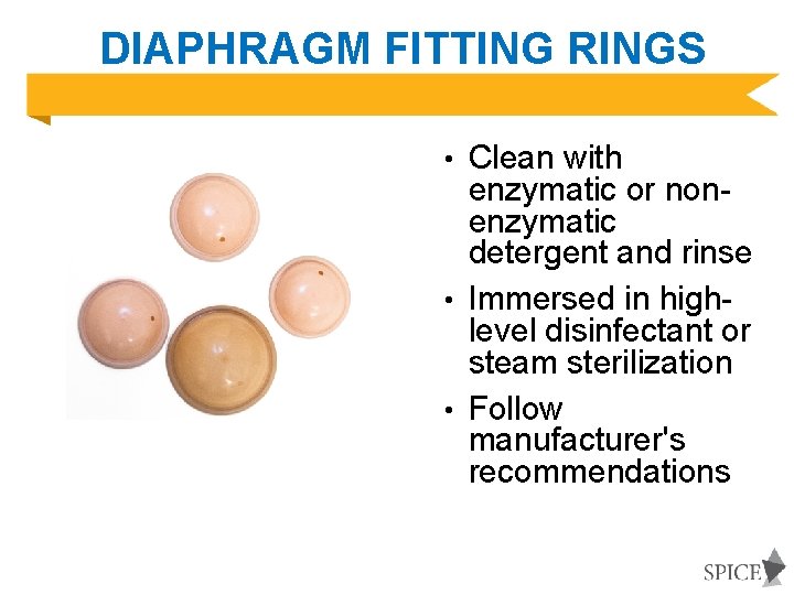 DIAPHRAGM FITTING RINGS • Clean with enzymatic or nonenzymatic detergent and rinse • Immersed
