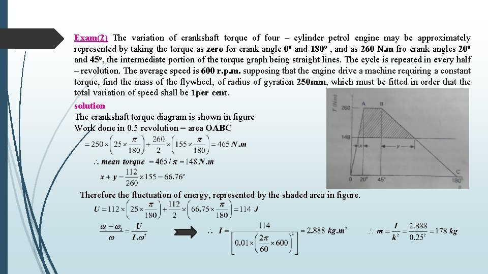 Exam(2) The variation of crankshaft torque of four – cylinder petrol engine may be Exam(2) The variation of crankshaft torque of four – cylinder petrol engine may be