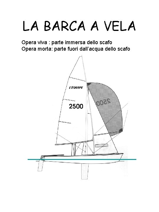 LA BARCA A VELA Opera viva : parte immersa dello scafo Opera morta: parte