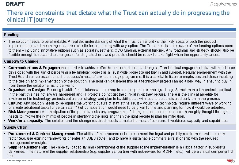 DRAFT Requirements There are constraints that dictate what the Trust can actually do in