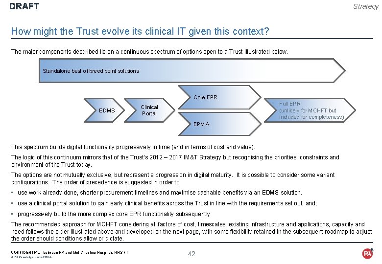 DRAFT Strategy How might the Trust evolve its clinical IT given this context? The