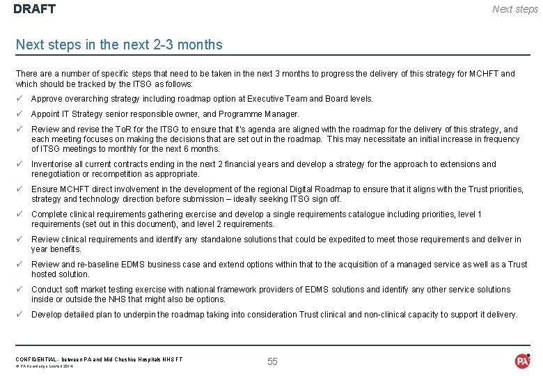 DRAFT Next steps in the next 2 -3 months There a number of specific