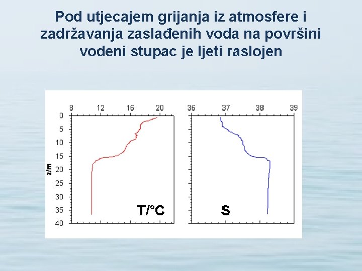 Pod utjecajem grijanja iz atmosfere i zadržavanja zaslađenih voda na površini vodeni stupac je