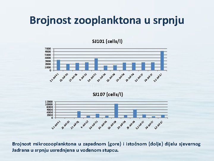 Brojnost zooplanktona u srpnju SJ 101 (cells/l) 7 l-1 12 -Ju 26 12 -Ju