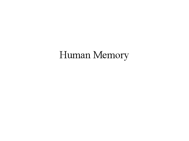Human Memory 