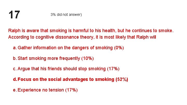 17 3% did not answer) Ralph is aware that smoking is harmful to his 17 3% did not answer) Ralph is aware that smoking is harmful to his
