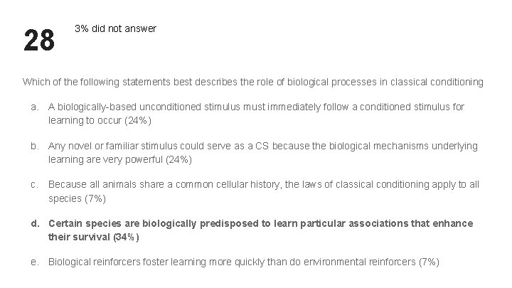 28 3% did not answer Which of the following statements best describes the role 28 3% did not answer Which of the following statements best describes the role