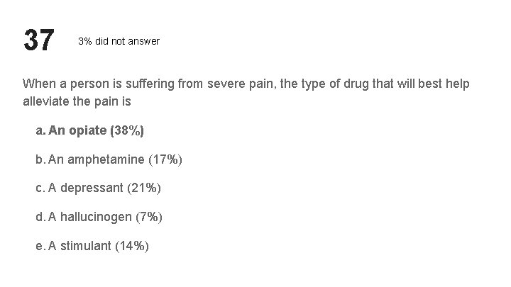 37 3% did not answer When a person is suffering from severe pain, the 37 3% did not answer When a person is suffering from severe pain, the