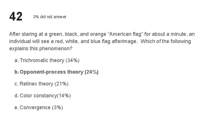 42 3% did not answer After staring at a green, black, and orange “American 42 3% did not answer After staring at a green, black, and orange “American