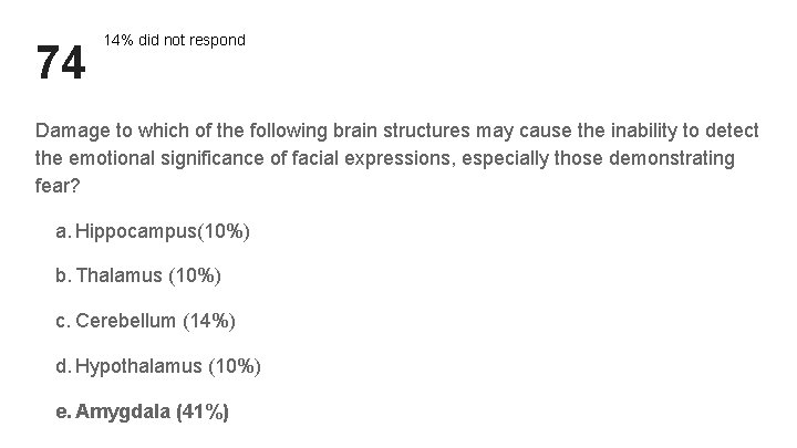 74 14% did not respond Damage to which of the following brain structures may 74 14% did not respond Damage to which of the following brain structures may