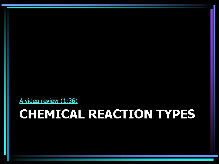 A video review (1: 36) CHEMICAL REACTION TYPES 
