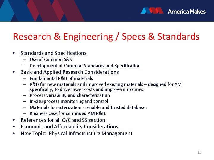 Research & Engineering / Specs & Standards • Standards and Specifications – Use of