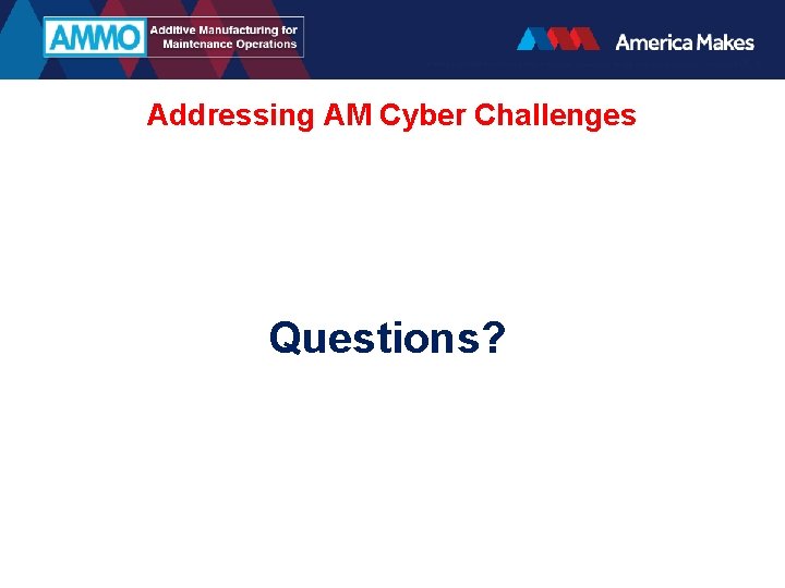 Addressing AM Cyber Challenges Questions? 