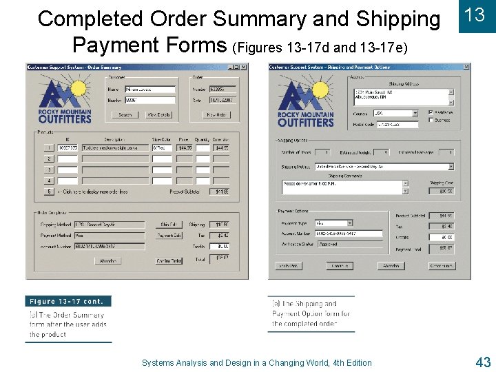 Completed Order Summary and Shipping Payment Forms (Figures 13 -17 d and 13 -17