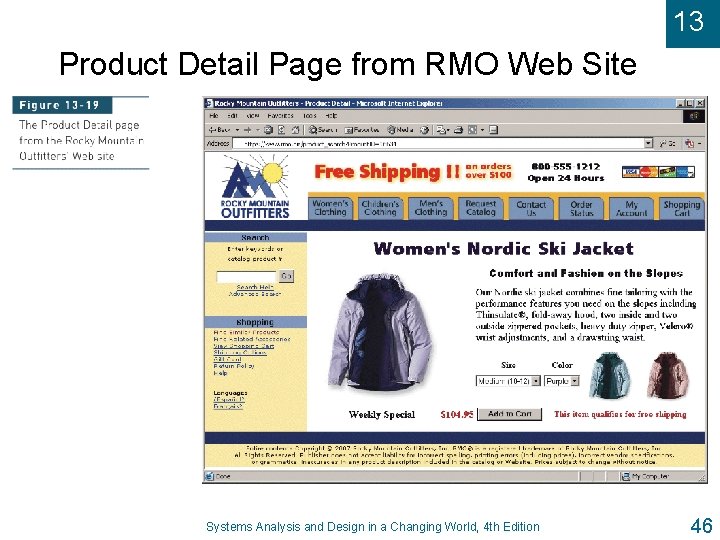 13 Product Detail Page from RMO Web Site Systems Analysis and Design in a