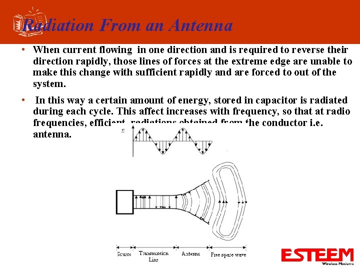 Radiation From an Antenna • When current flowing in one direction and is required