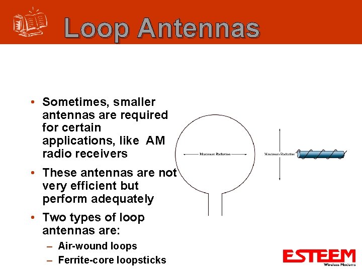 Loop Antennas • Sometimes, smaller antennas are required for certain applications, like AM radio