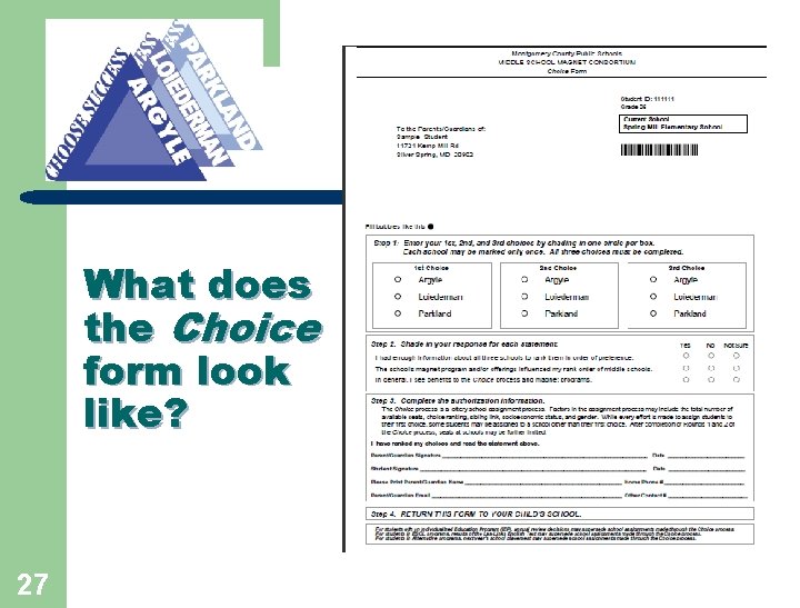 What does the Choice form look like? 27 