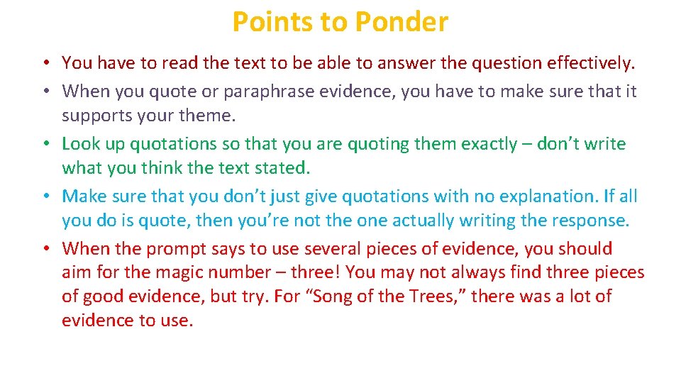 Points to Ponder • You have to read the text to be able to Points to Ponder • You have to read the text to be able to