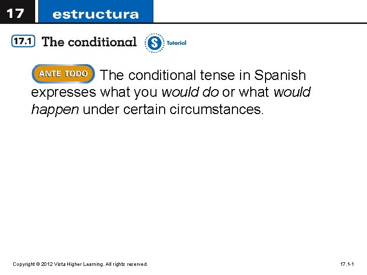 The conditional tense in Spanish expresses what you would do or what would happen The conditional tense in Spanish expresses what you would do or what would happen