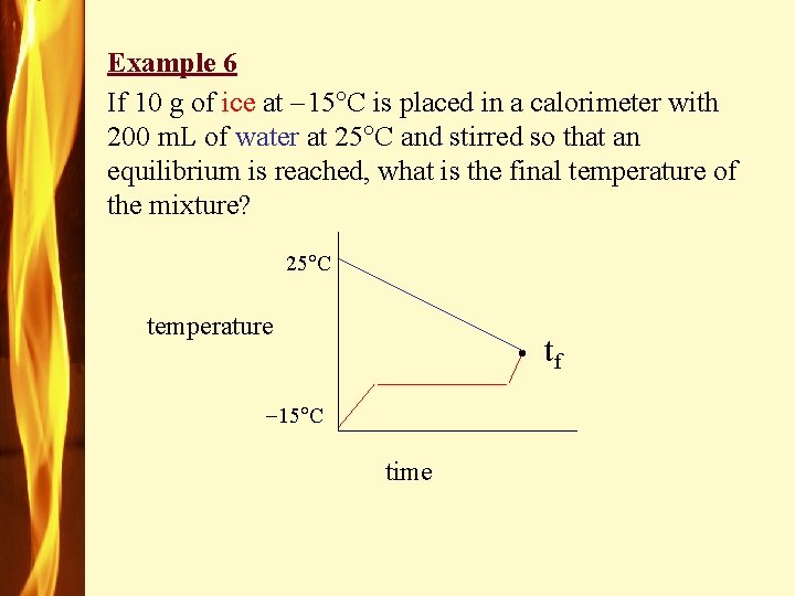 Example 6 If 10 g of ice at 15 C is placed in a
