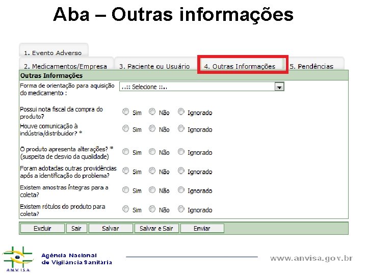 Aba – Outras informações 