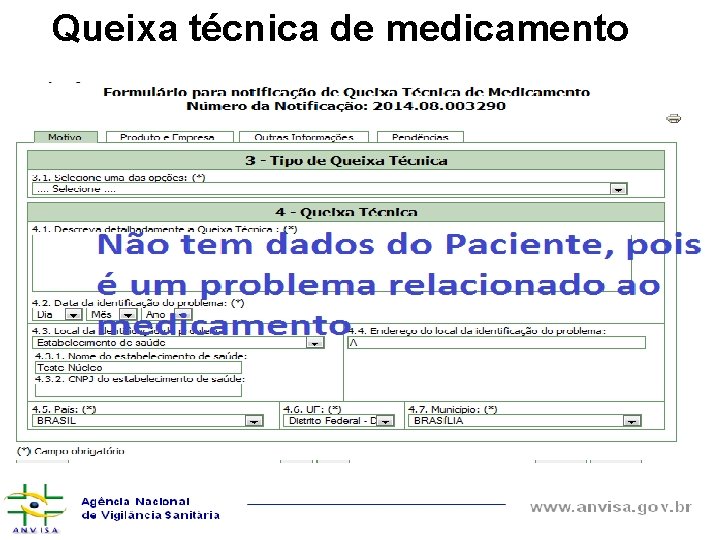 Queixa técnica de medicamento 