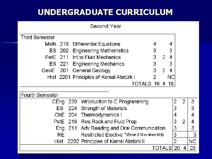 UNDERGRADUATE CURRICULUM 