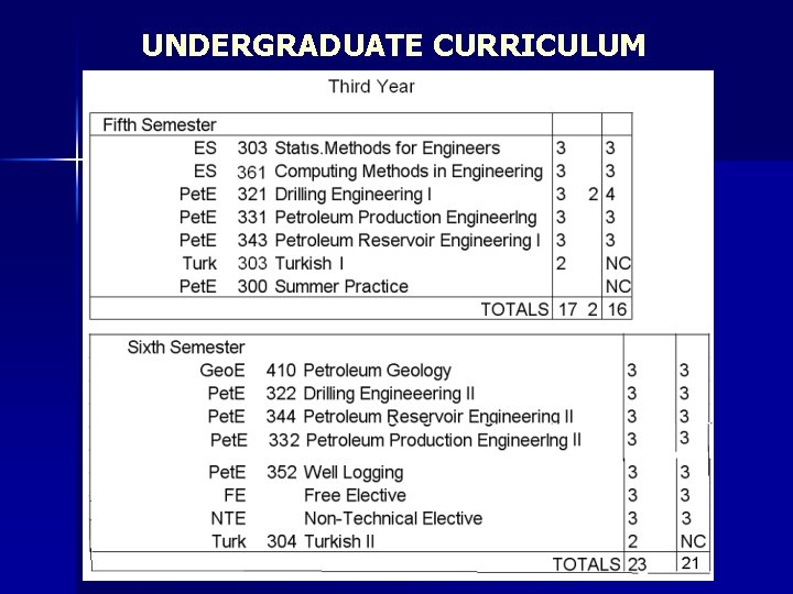 UNDERGRADUATE CURRICULUM 