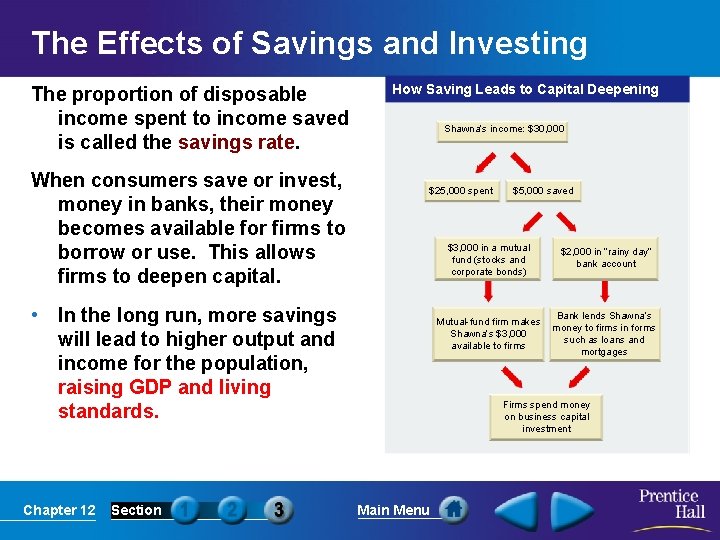 The Effects of Savings and Investing The proportion of disposable income spent to income