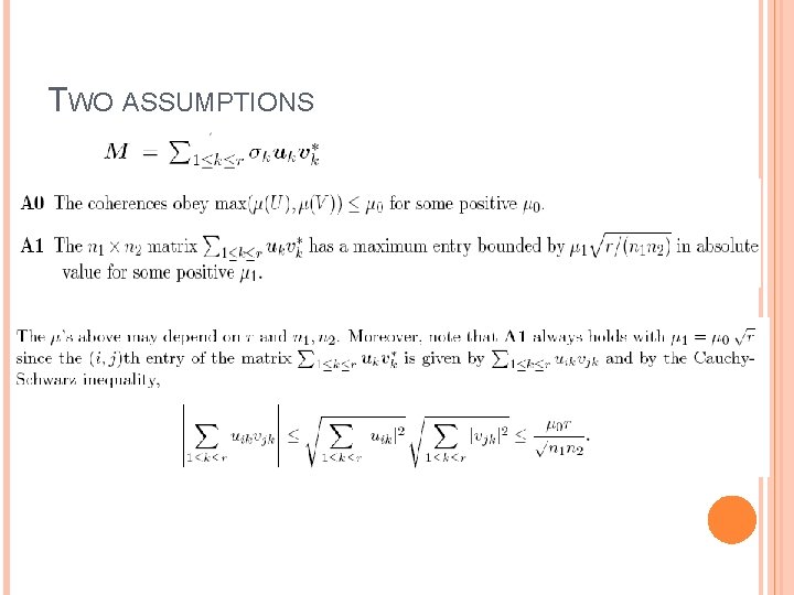 TWO ASSUMPTIONS 