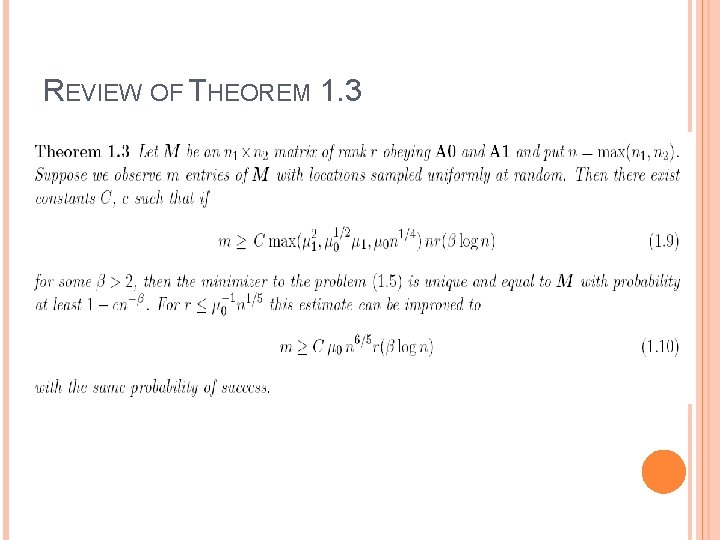 REVIEW OF THEOREM 1. 3 