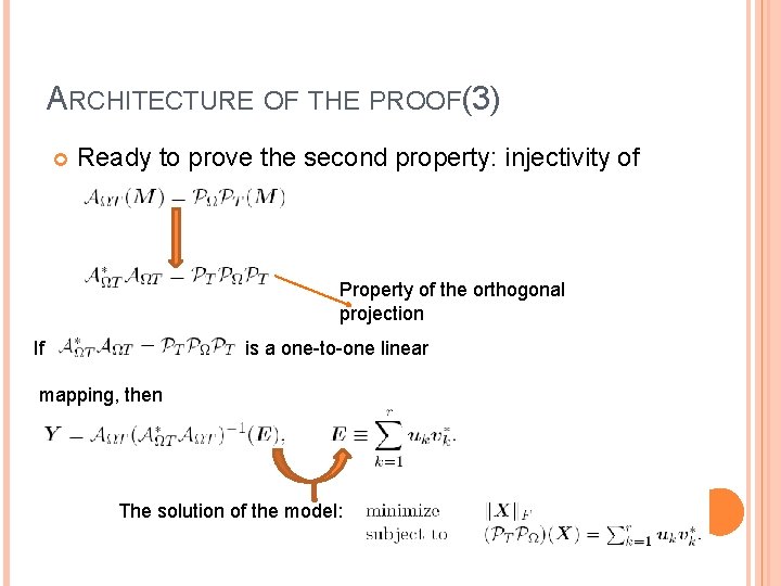 ARCHITECTURE OF THE PROOF(3) Ready to prove the second property: injectivity of Property of