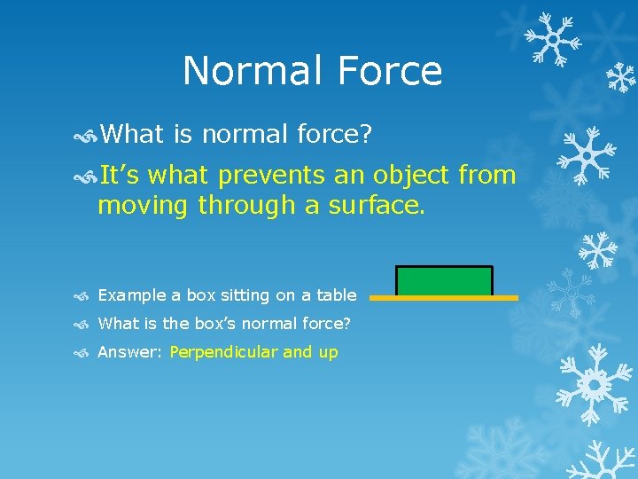 Normal Force What is normal force? It’s what prevents an object from moving through