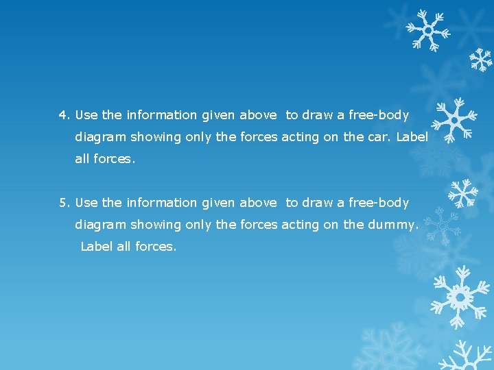 4. Use the information given above to draw a free-body diagram showing only the