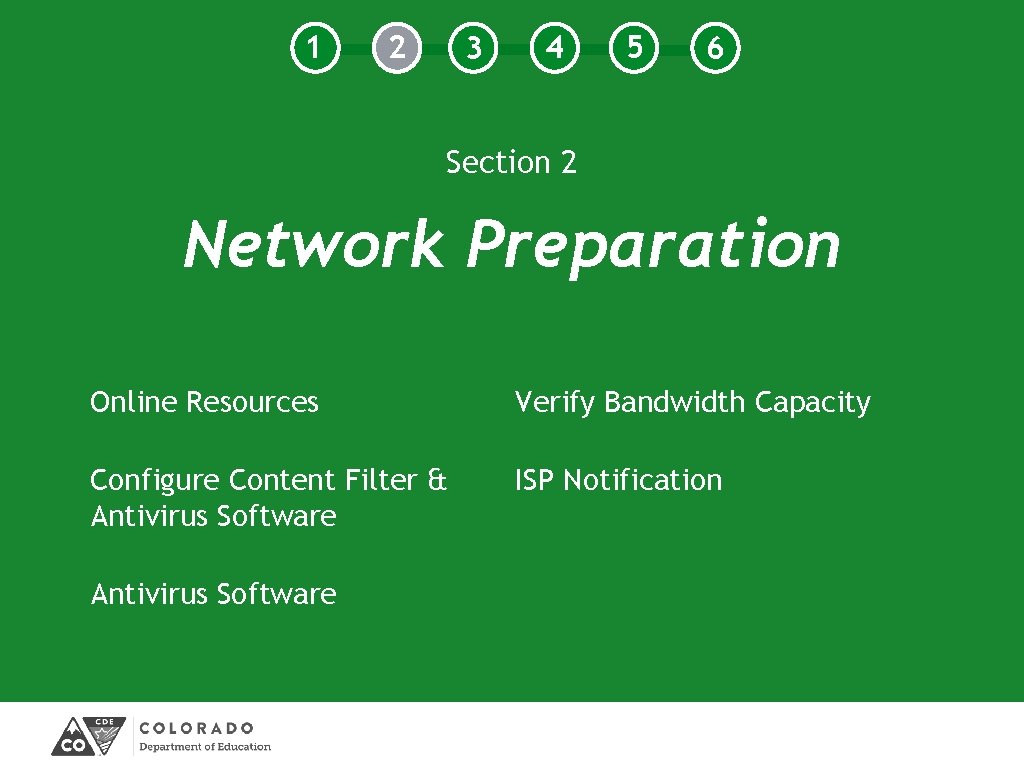 1 2 3 4 5 6 Section 2 Network Preparation Online Resources Verify Bandwidth