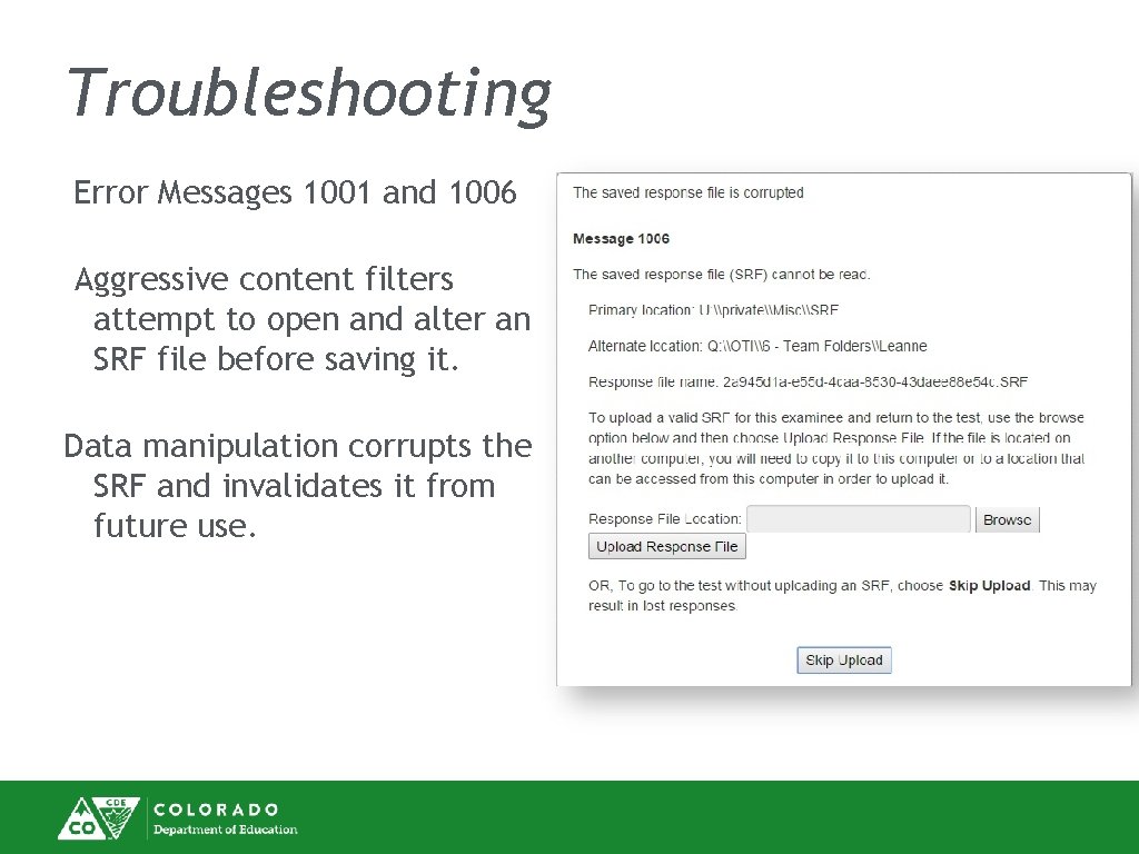 Troubleshooting Error Messages 1001 and 1006 Aggressive content filters attempt to open and alter