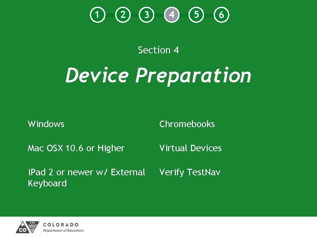 1 2 3 4 5 6 Section 4 Device Preparation Windows Chromebooks Mac OSX