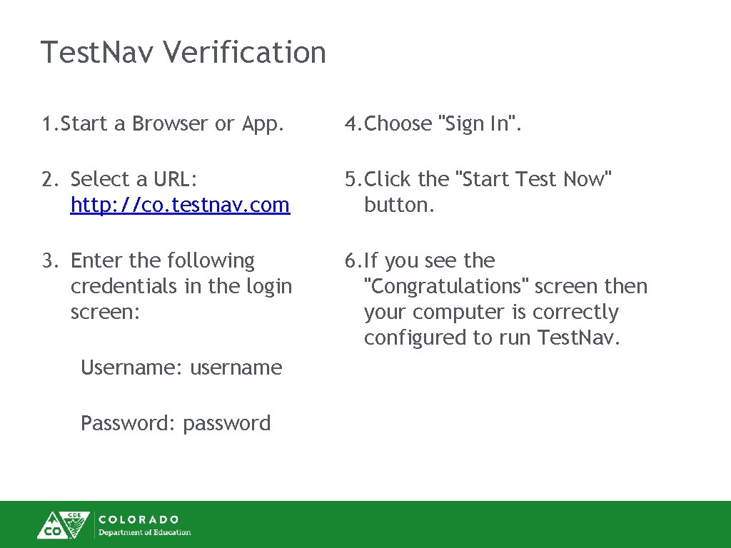 Test. Nav Verification 1. Start a Browser or App. 4. Choose "Sign In". 2.