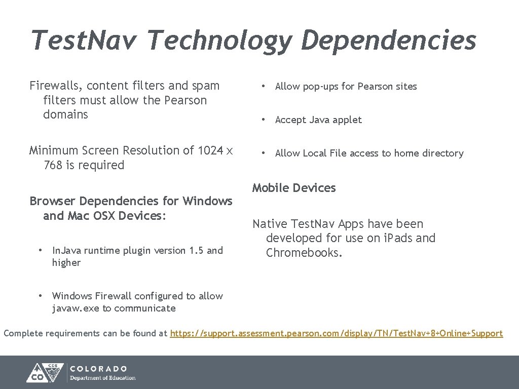 Test. Nav Technology Dependencies Firewalls, content filters and spam filters must allow the Pearson