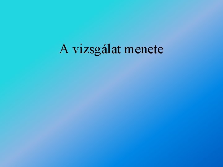 A vizsgálat menete 