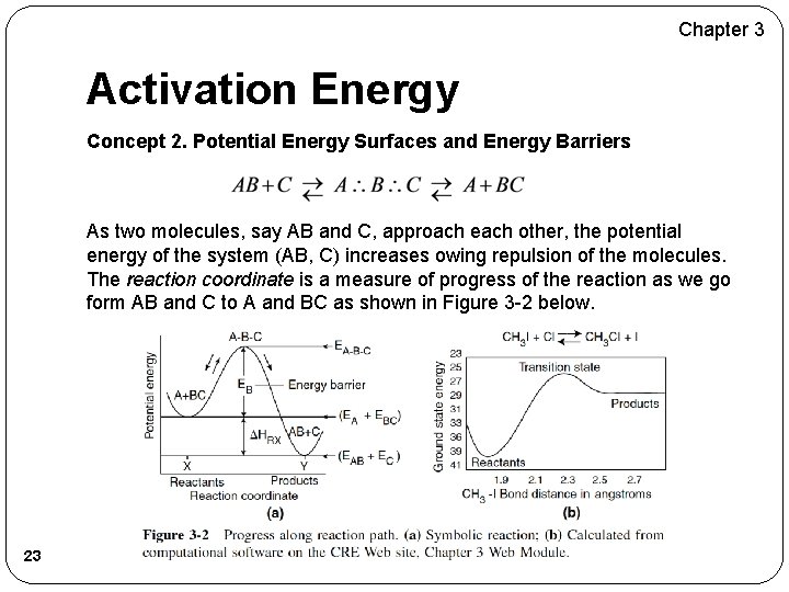 Chapter 3 Activation Energy Concept 2. Potential Energy Surfaces and Energy Barriers As two